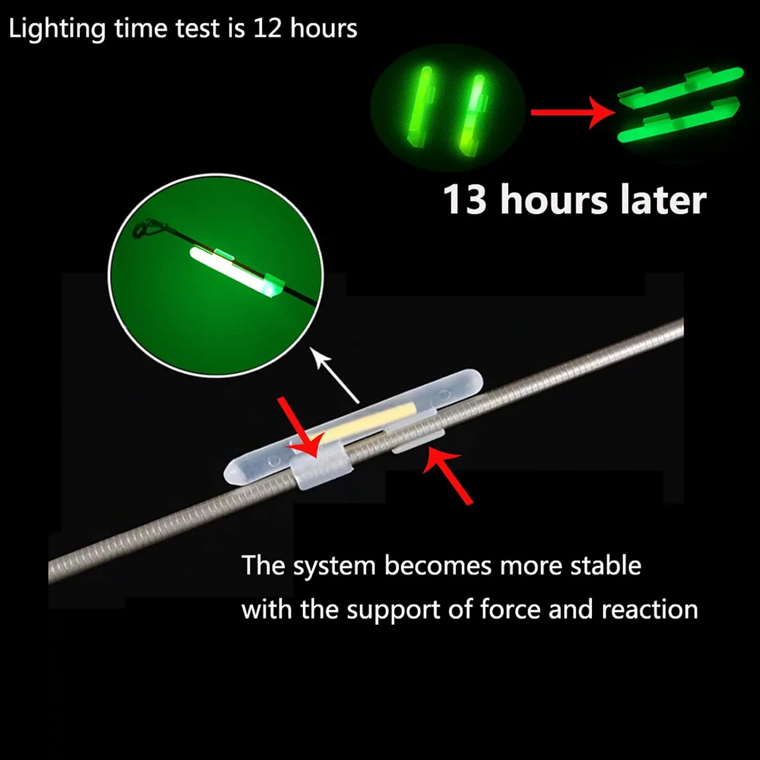 100PCS Ocean Sun Clip Snap On Fishing Glow Sticks Rod Tips Pole Light for Catfishing Surf Bank in The Dark