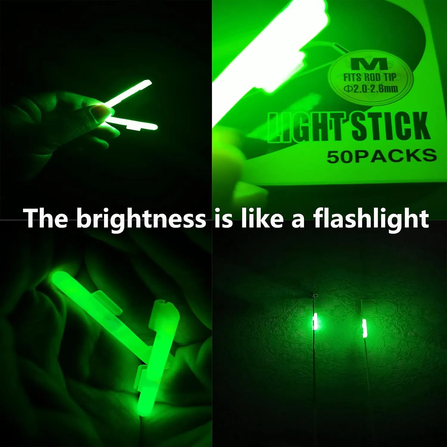 100PCS Ocean Sun Clip Snap On Fishing Glow Sticks Rod Tips Pole Light for Catfishing Surf Bank in The Dark