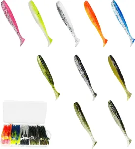 100pcs Paddle Tail Swimbaits Lures, Soft Plastic Fishing Lures Kit, 2.75" Bass Fishing Bait for Freshwater and Saltwater with Box
