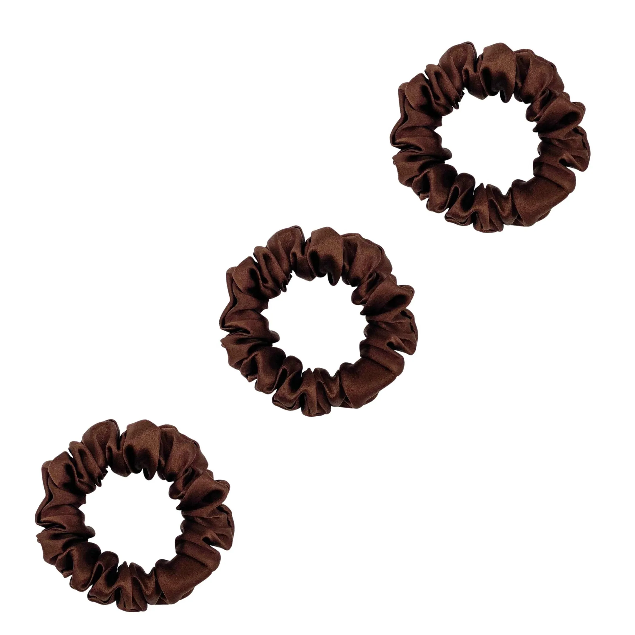 3 Pack Premium Mulberry Silk Scrunchies - Sky Blue- Small