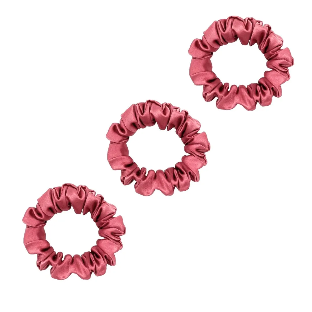 3 Pack Premium Mulberry Silk Scrunchies - Sky Blue- Small