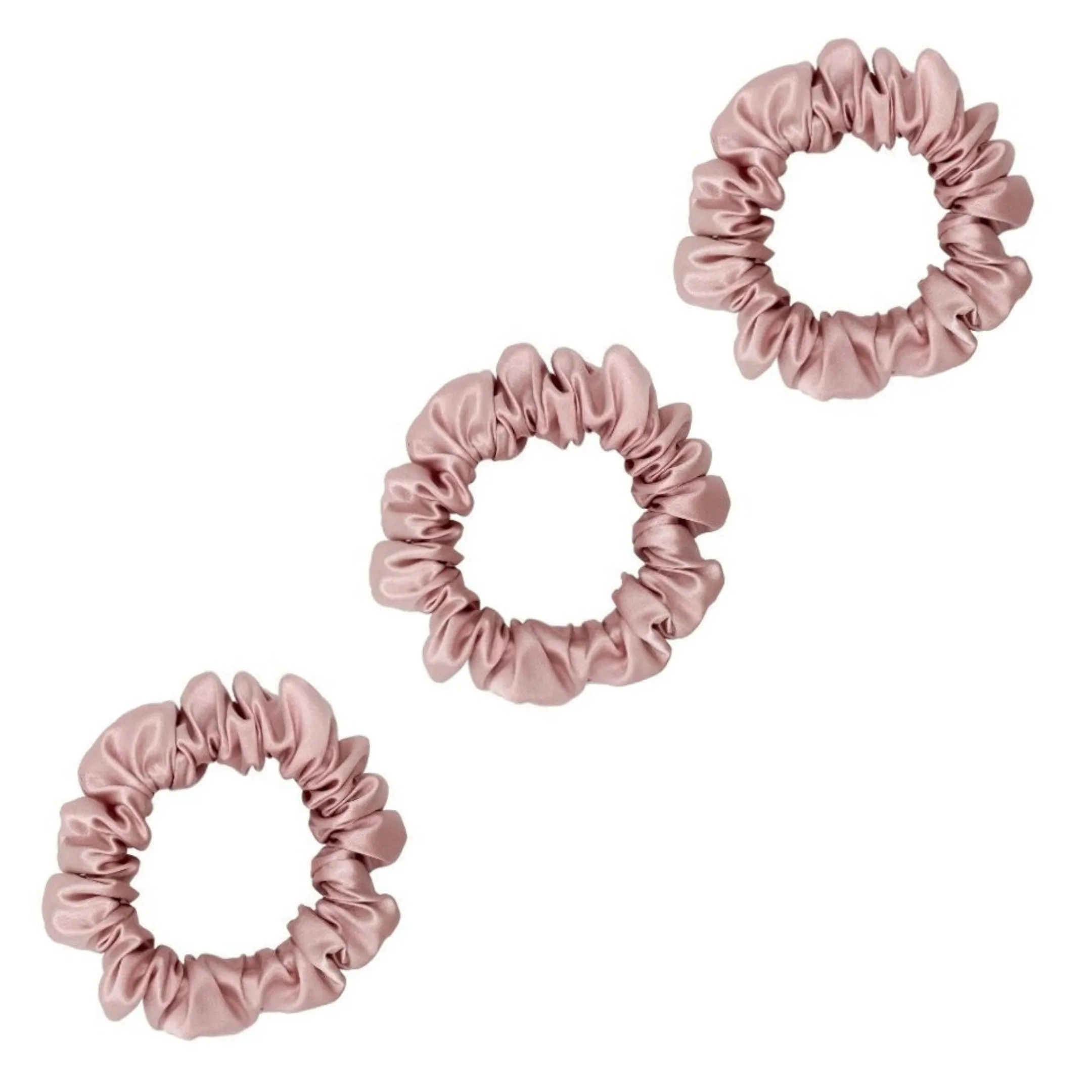 3 Pack Premium Mulberry Silk Scrunchies - Sky Blue- Small