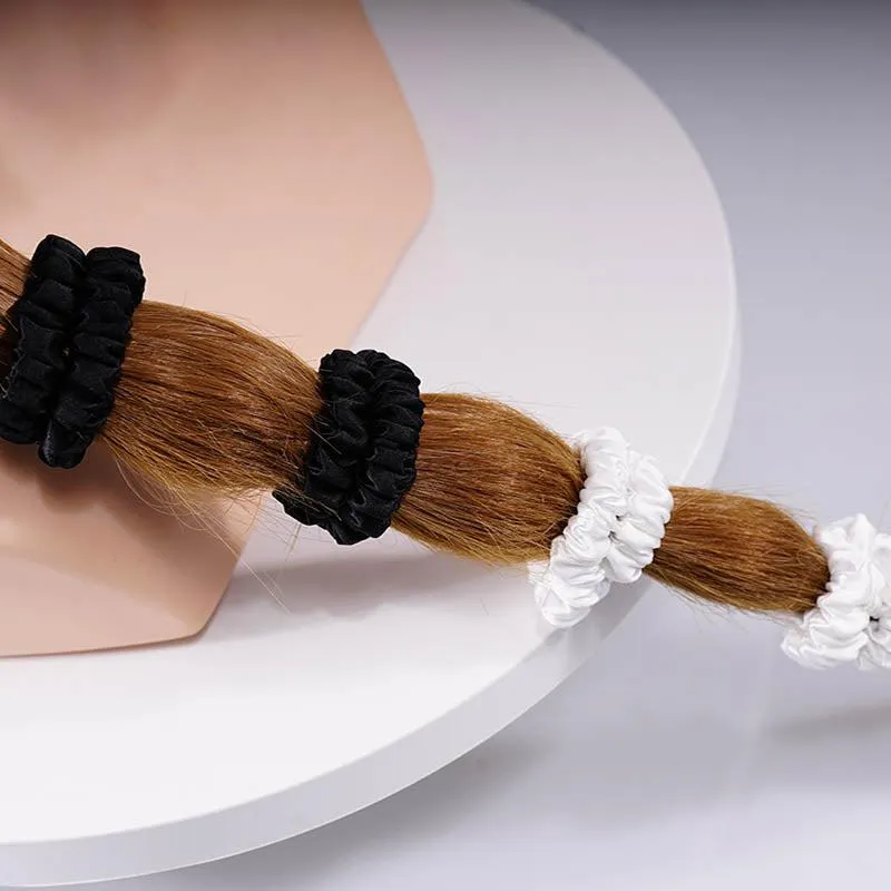 4 Pack Skinny Silk Scrunchies - Black & White - dropshipping