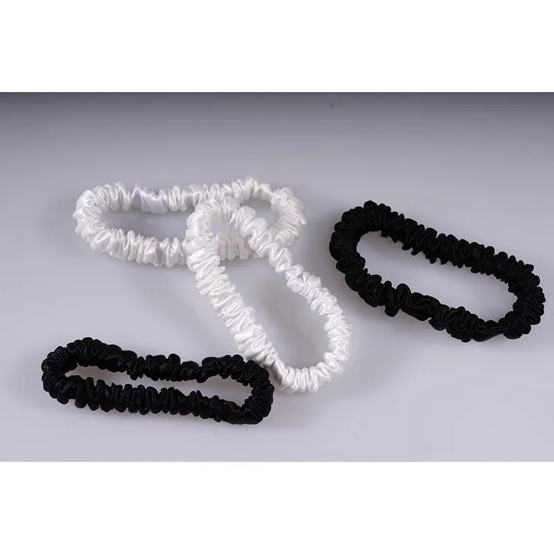 4 Pack Skinny Silk Scrunchies - Black & White - dropshipping