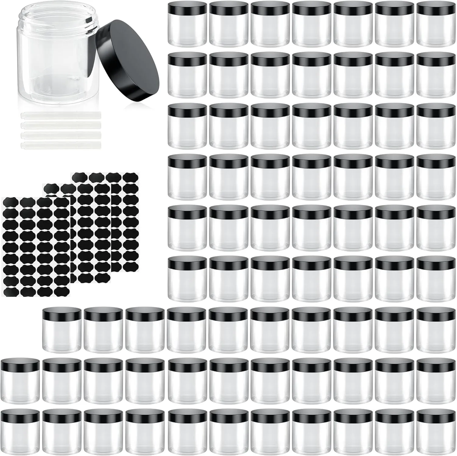 75 Pack 4 Oz Clear Travel Size Containers with Lids, Leak Proof Makeup Travel Containers BPA Free Cosmetic Slime Jars for Lotion, Cream, Body Butter, Makeup, Ointments