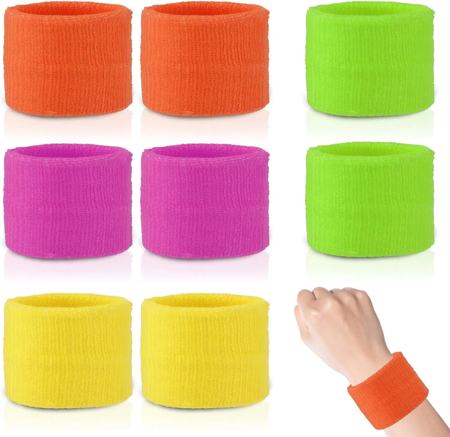 8PCS Tennis Wrist Bands, Athletic Sweatbands/Wrist Sweatband for Gymnastics, Athletic Sweatbands for Boys Girls, Sports Wristband for Men & Women, Absorbent Cotton Bands for Working Out, Football
