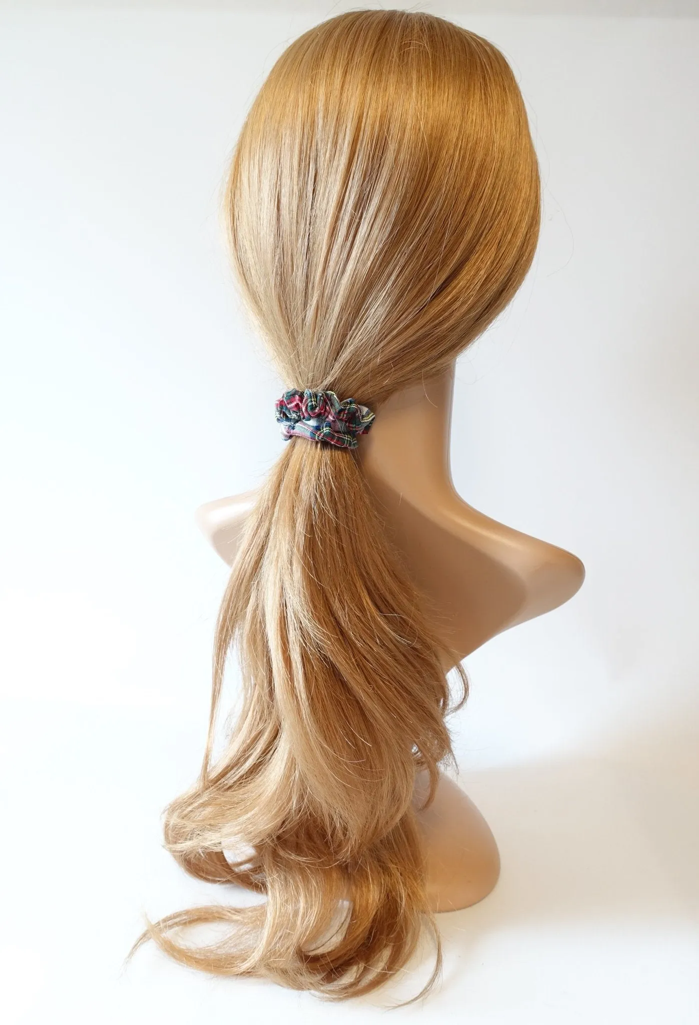 A Pack of 3 Tartan Check Mini Hair Bobble Elastic Scrunchies Korean Hair Accessory
