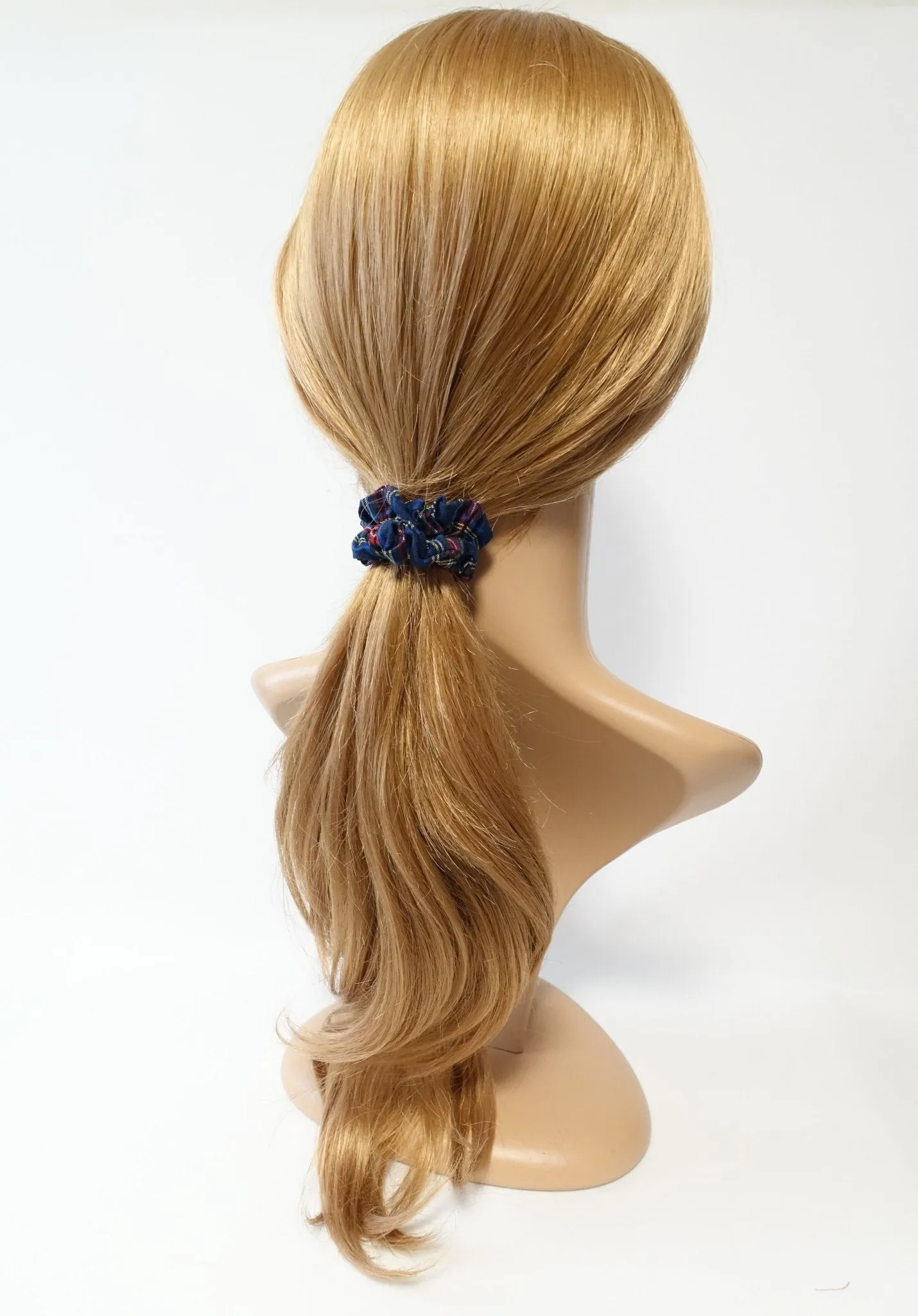 A Pack of 3 Tartan Check Mini Hair Bobble Elastic Scrunchies Korean Hair Accessory