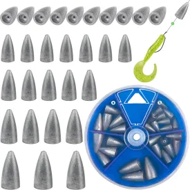 AGOOL Bullet Sinkers Fishing Weights Slip Sinkers Kit, 29/83pcs Worm Weights for Bass Fishing Carolina Rig Texas Rig with A Handy Box Saltwater Freshwater