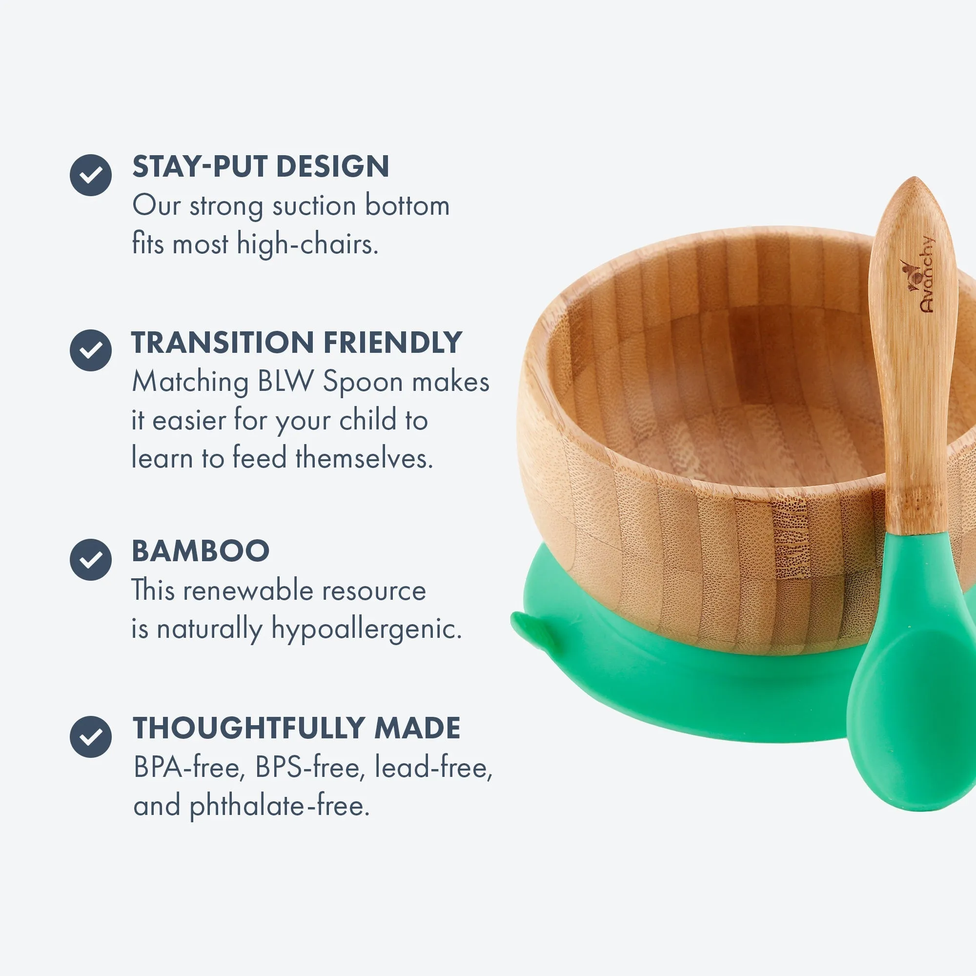 Avanchy Bamboo Baby Bowl & Spoon - Blue