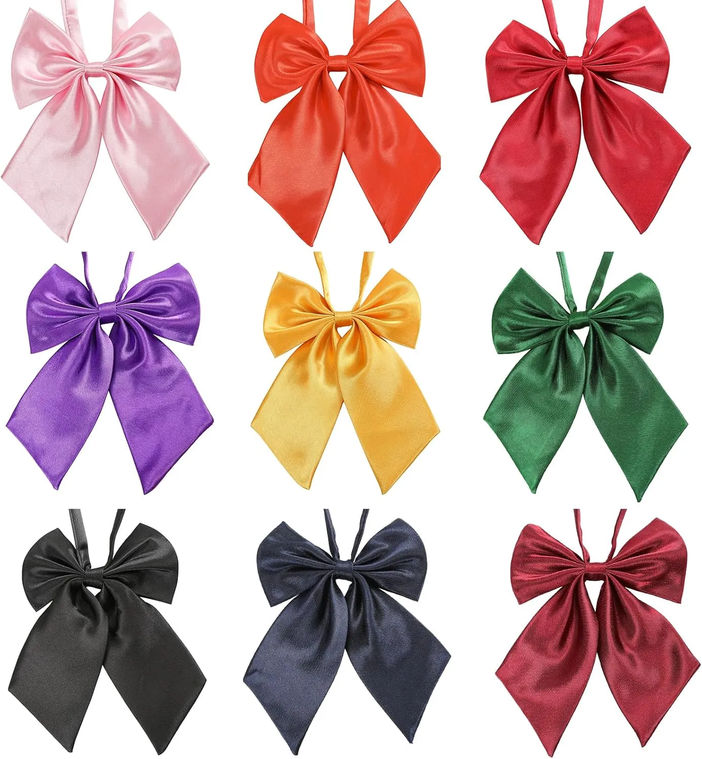 AWAYTR Ladies Adjustable Pre tied Bowtie - Solid Color Bow Ties for Women