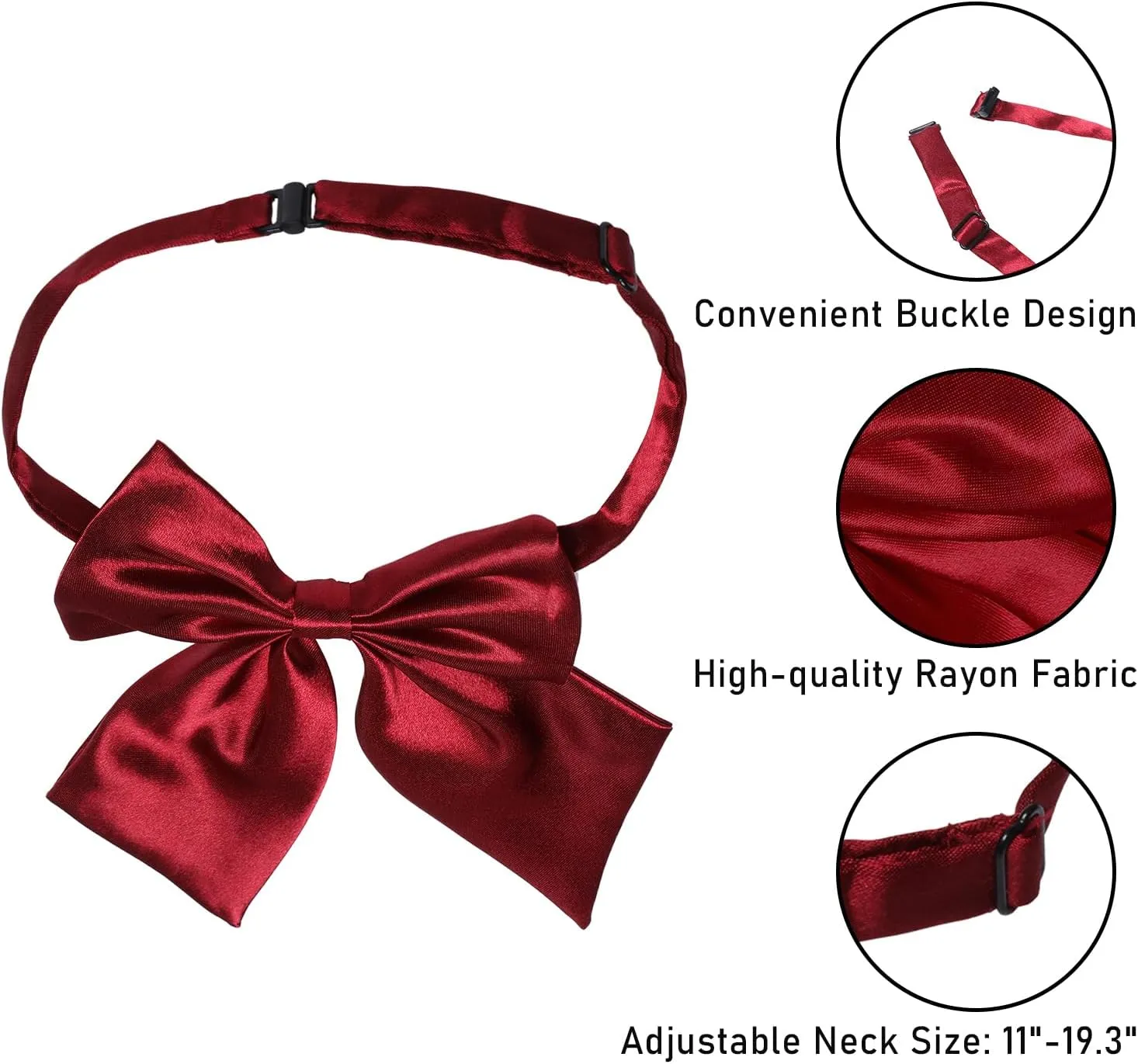 AWAYTR Ladies Adjustable Pre tied Bowtie - Solid Color Bow Ties for Women