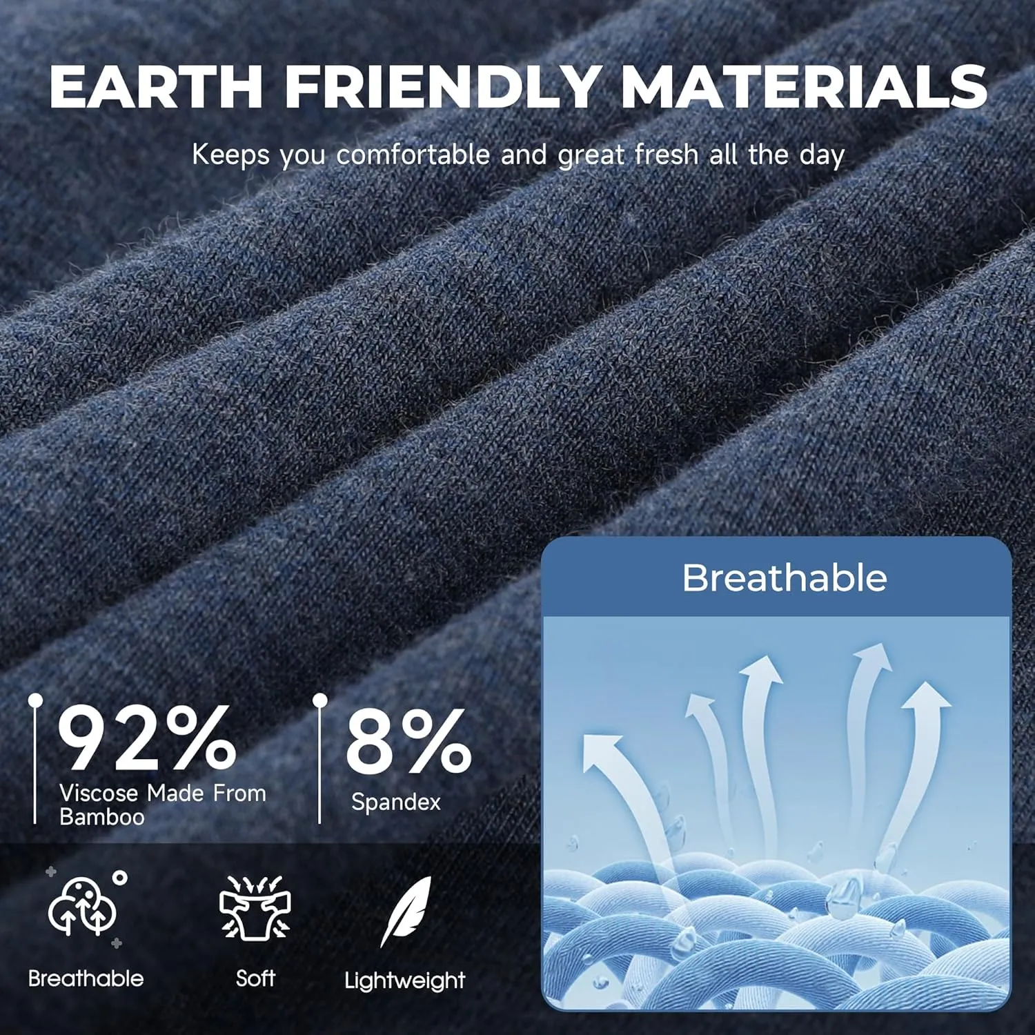 BAMBOO COOL Men's Ultra ComfortSoft Underwear, Moisture Wicking & Breathable No Ride Up Boxer Briefs with Fly, Multipack
