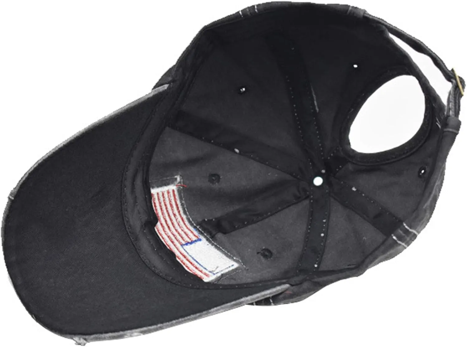Baseball Hat Ponytail Cap Vintage Distressed American-Flag Hats Pony Tail Caps High Bun