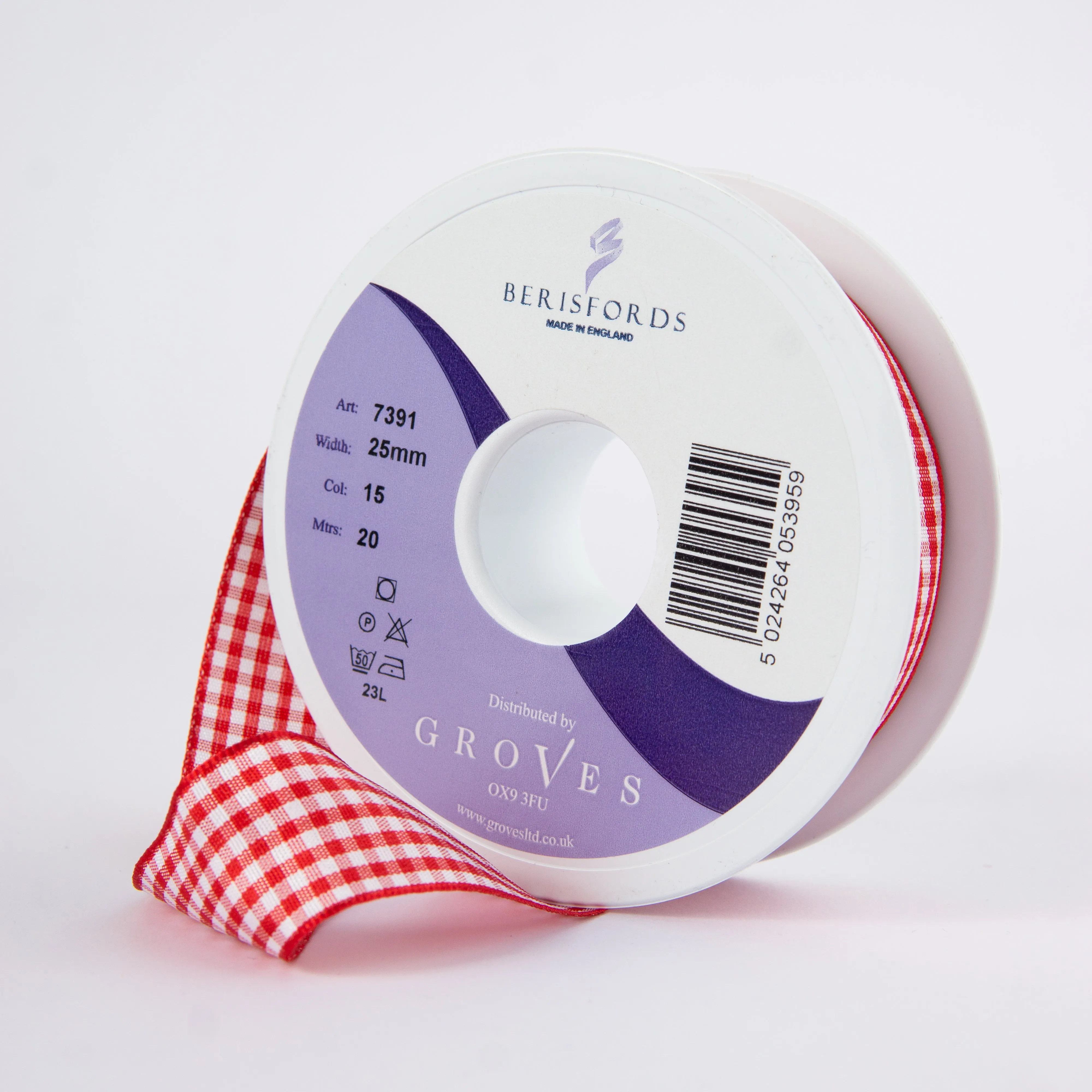 Berisfords Red Gingham Ribbon