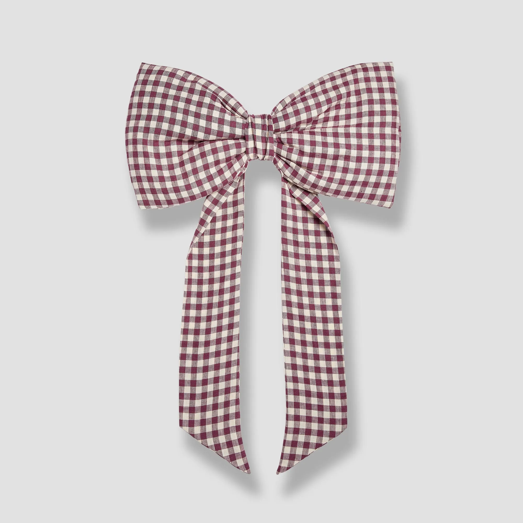 Berry Gingham Linen Bow