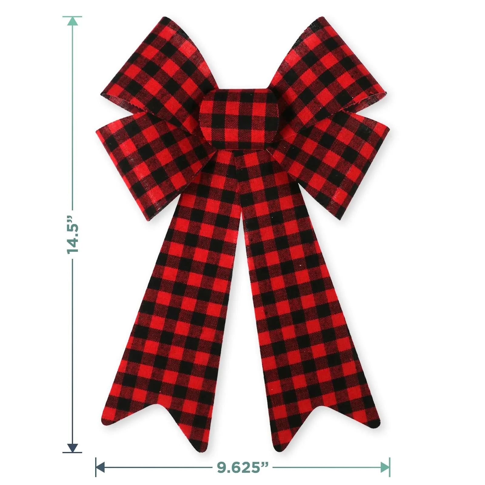 Buffalo Plaid Checkered Bows for Christmas & Holiday Decorations, 9" x 15" (Pack of 4)