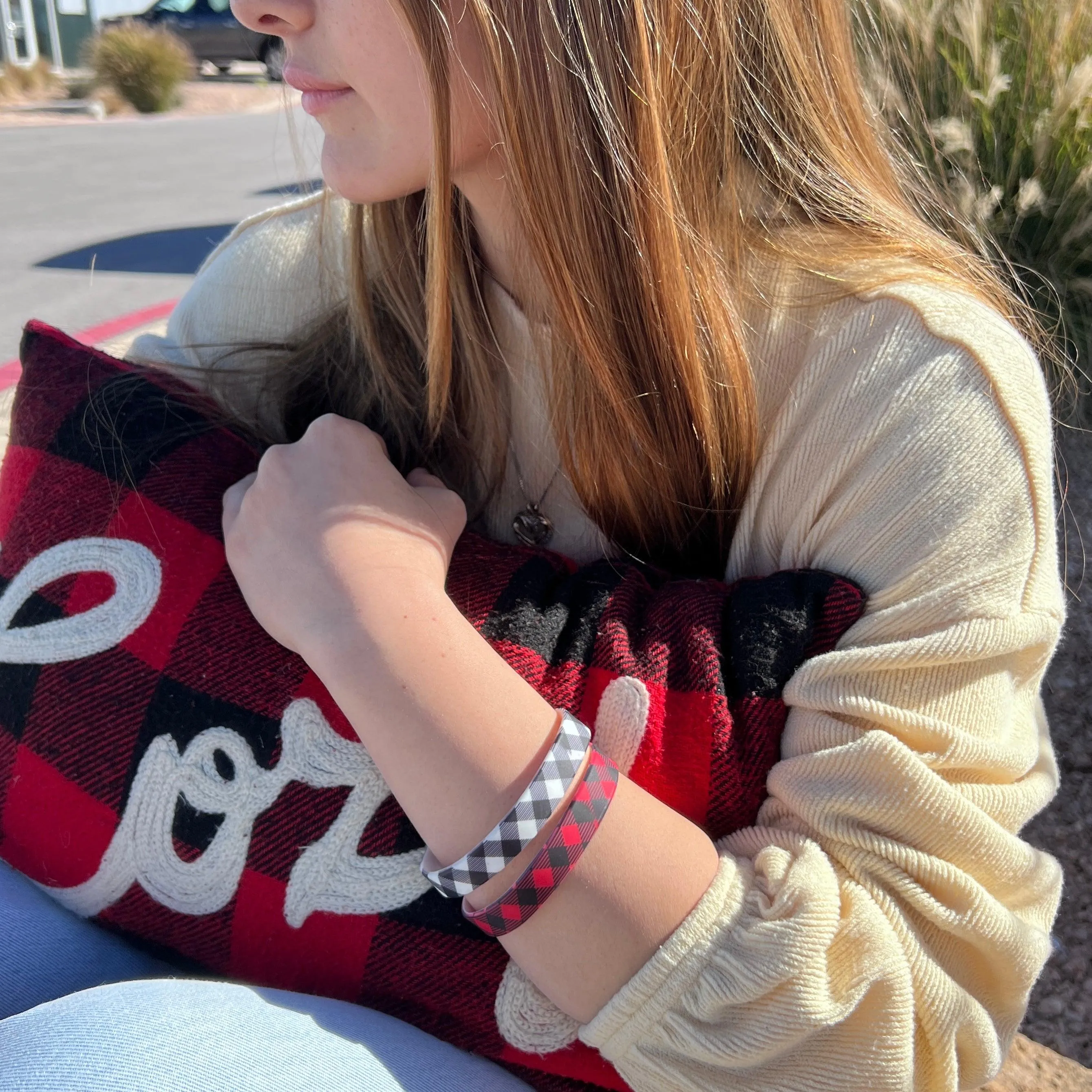 Bull Plaid Silicone Bracelet Stack Two Colors Available