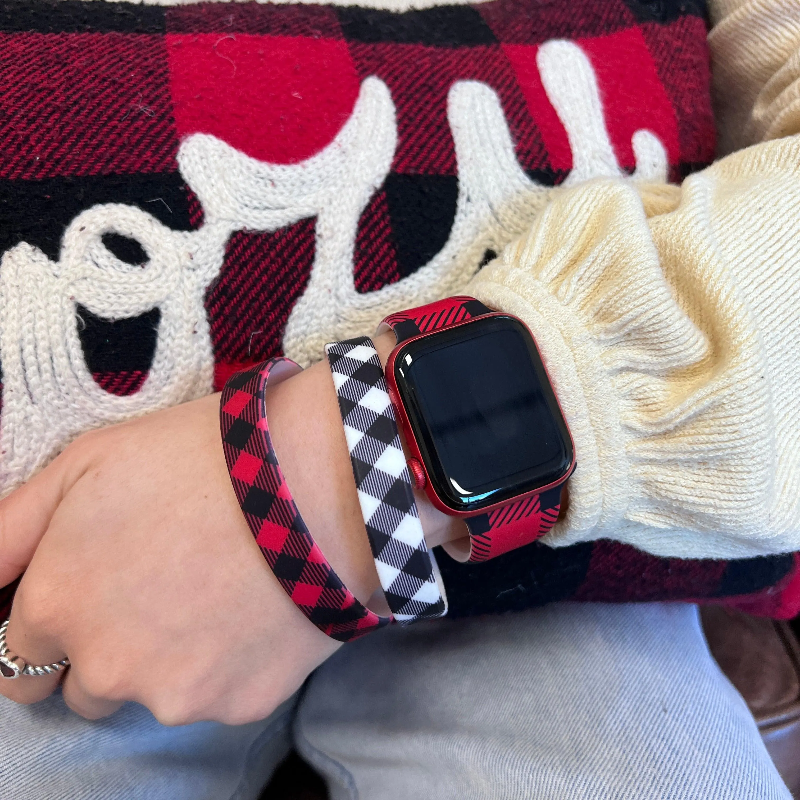 Bull Plaid Silicone Bracelet Stack Two Colors Available