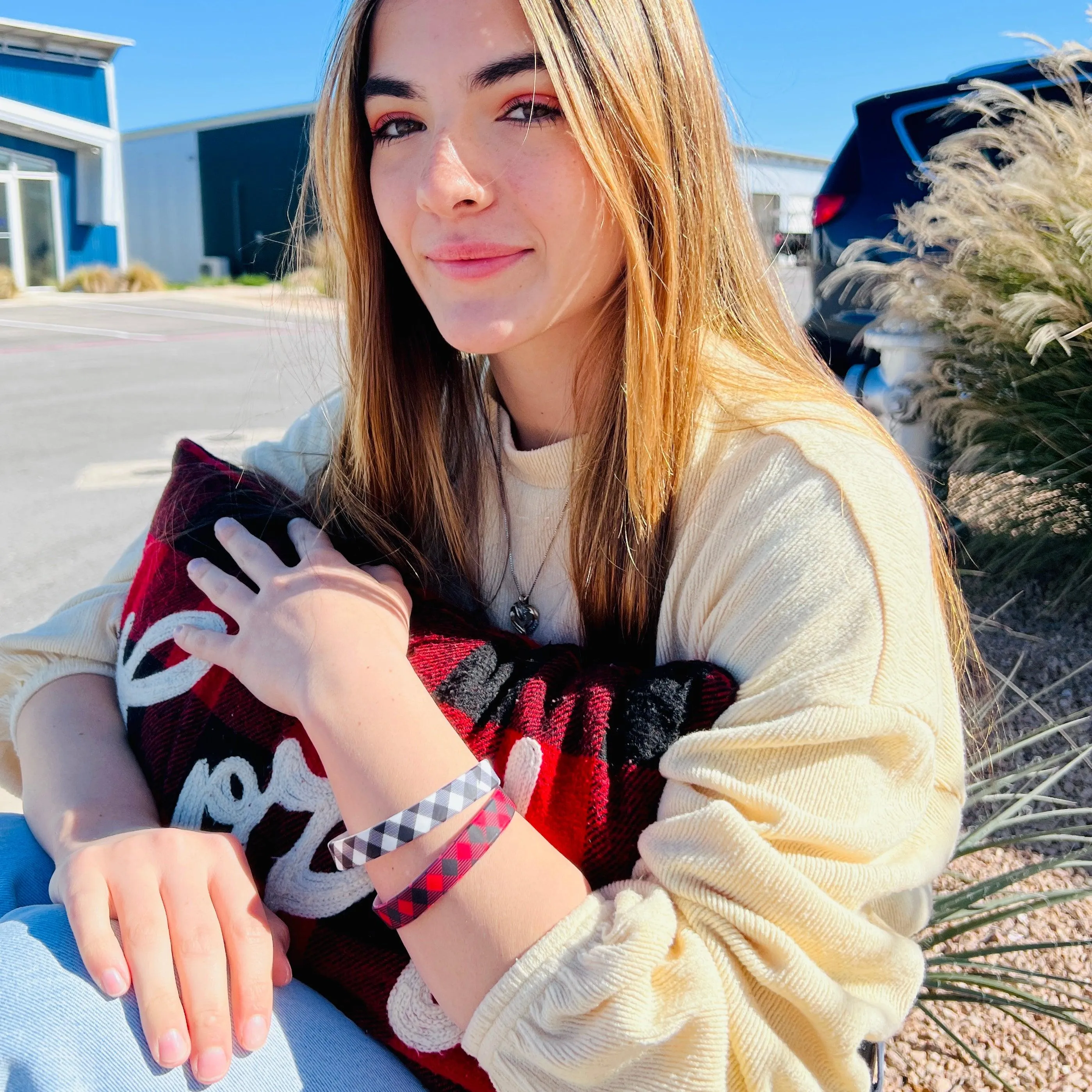 Bull Plaid Silicone Bracelet Stack Two Colors Available