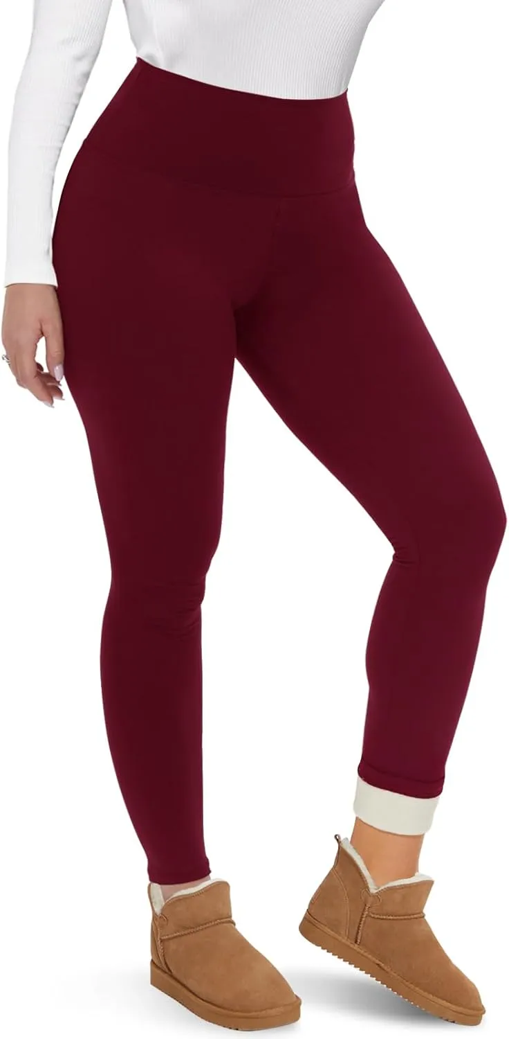CAMPSNAIL Fleece Lined Leggings Women - Thick Soft High Waisted Black Tummy Control Thermal Warm Velvet Pants for Cold Winter