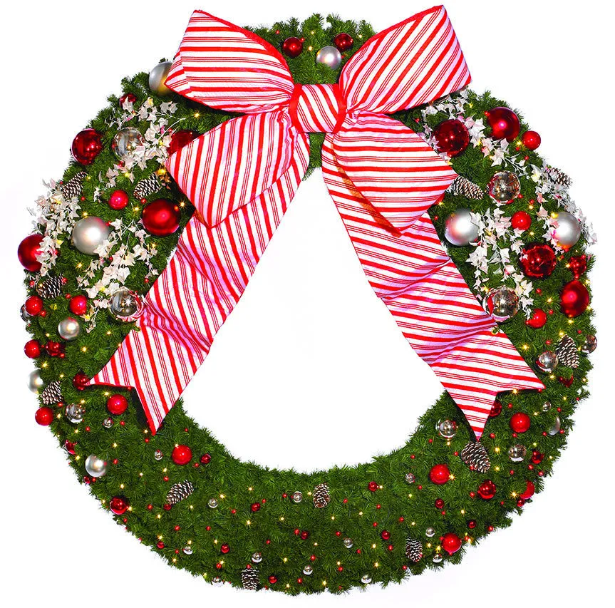 Candy Cane Decorated Commercial Wreath