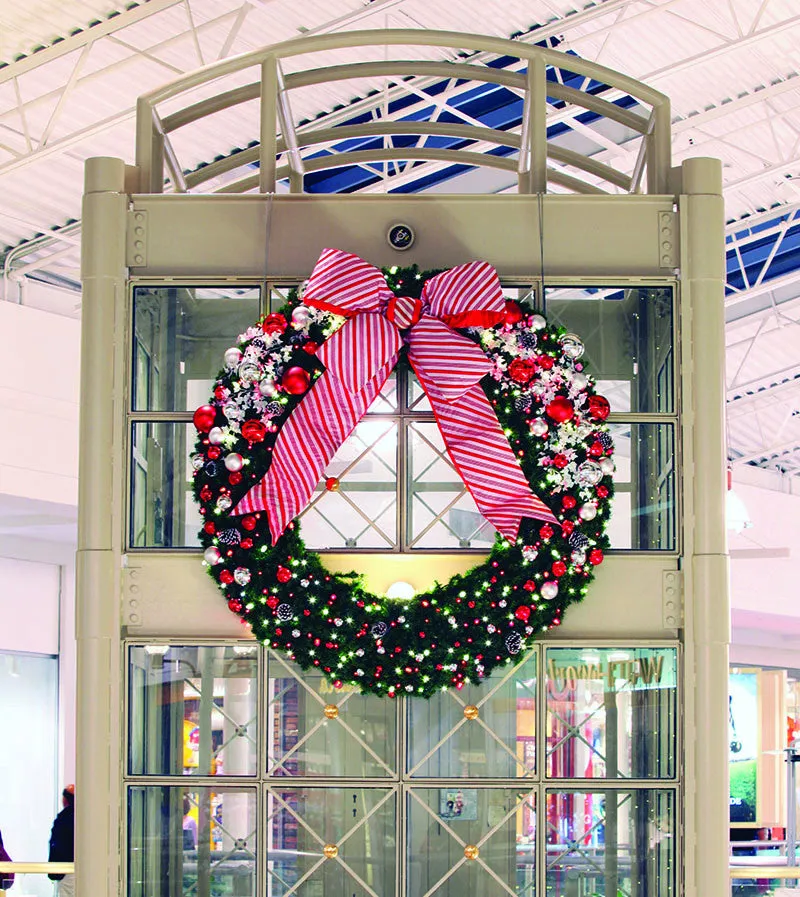 Candy Cane Decorated Commercial Wreath