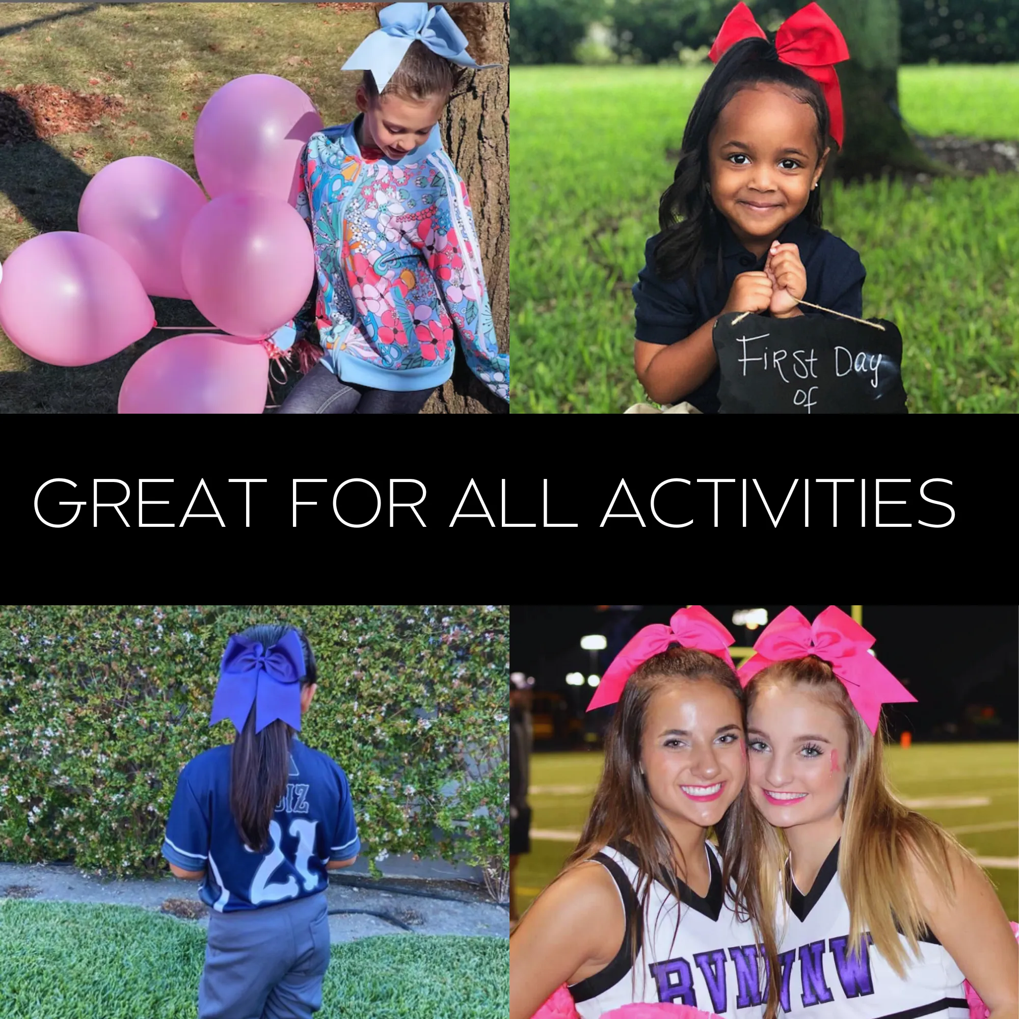 Cheer Bow for Girls Large Hair Bows with Ponytail Holder You Pick Colors & Quantities