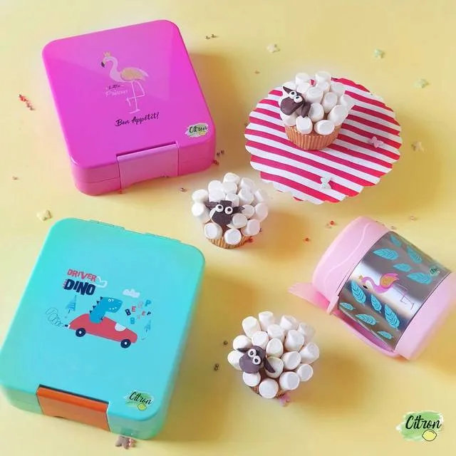 Citron Bento Snack Box With Sandwich Cutter   Picks - Flamingo