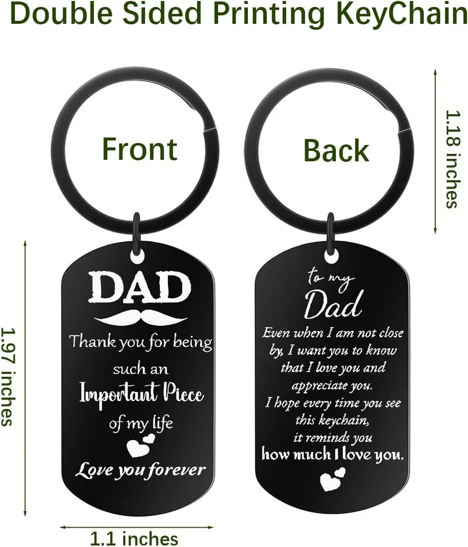 Dad Keychain Father's Day Gifts from Daughter Son, Birthday Christmas Gift Ideas, Remember I Love You Dad Key Ring