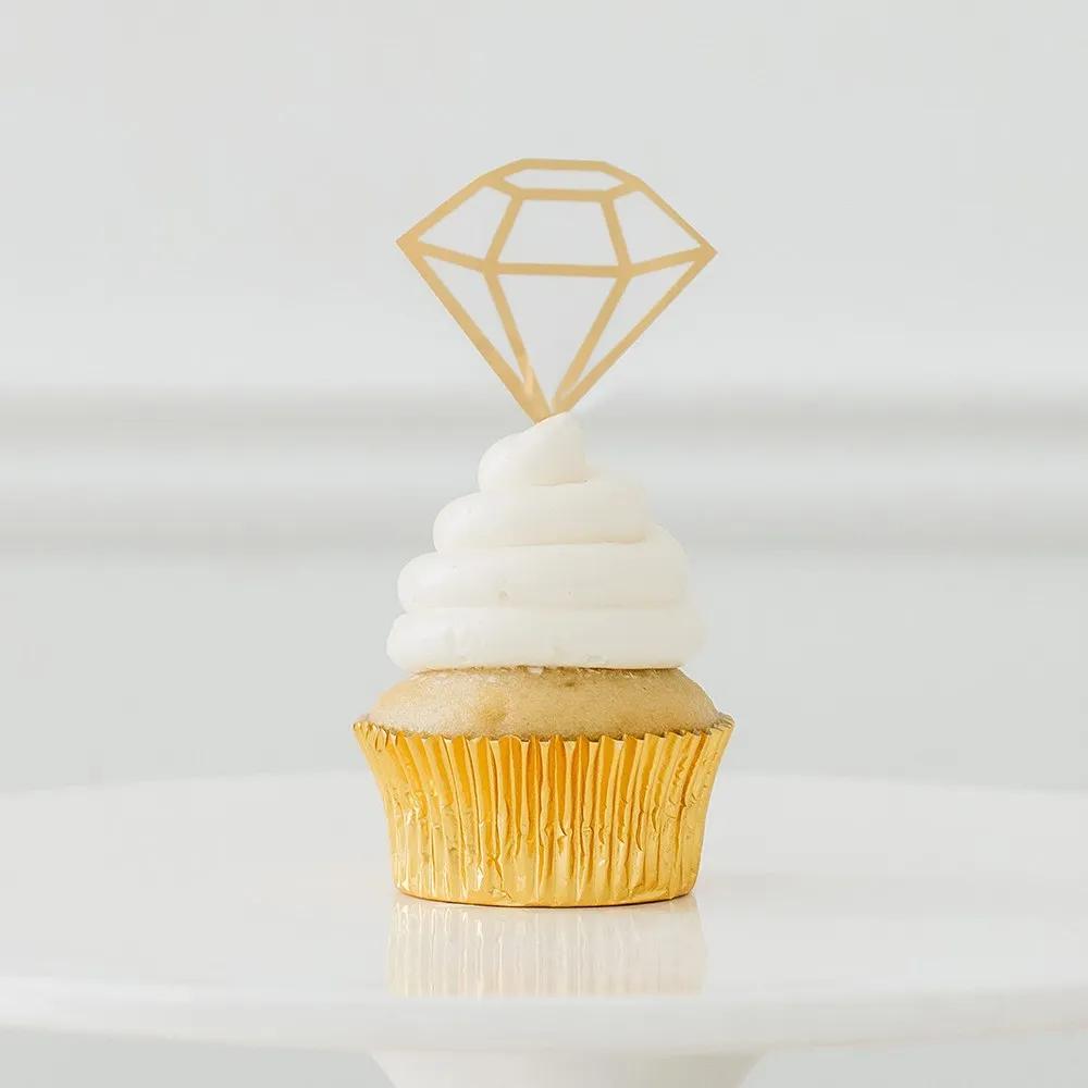 Diamond Shaped Paper Cupcake Topper Picks - Set of 12