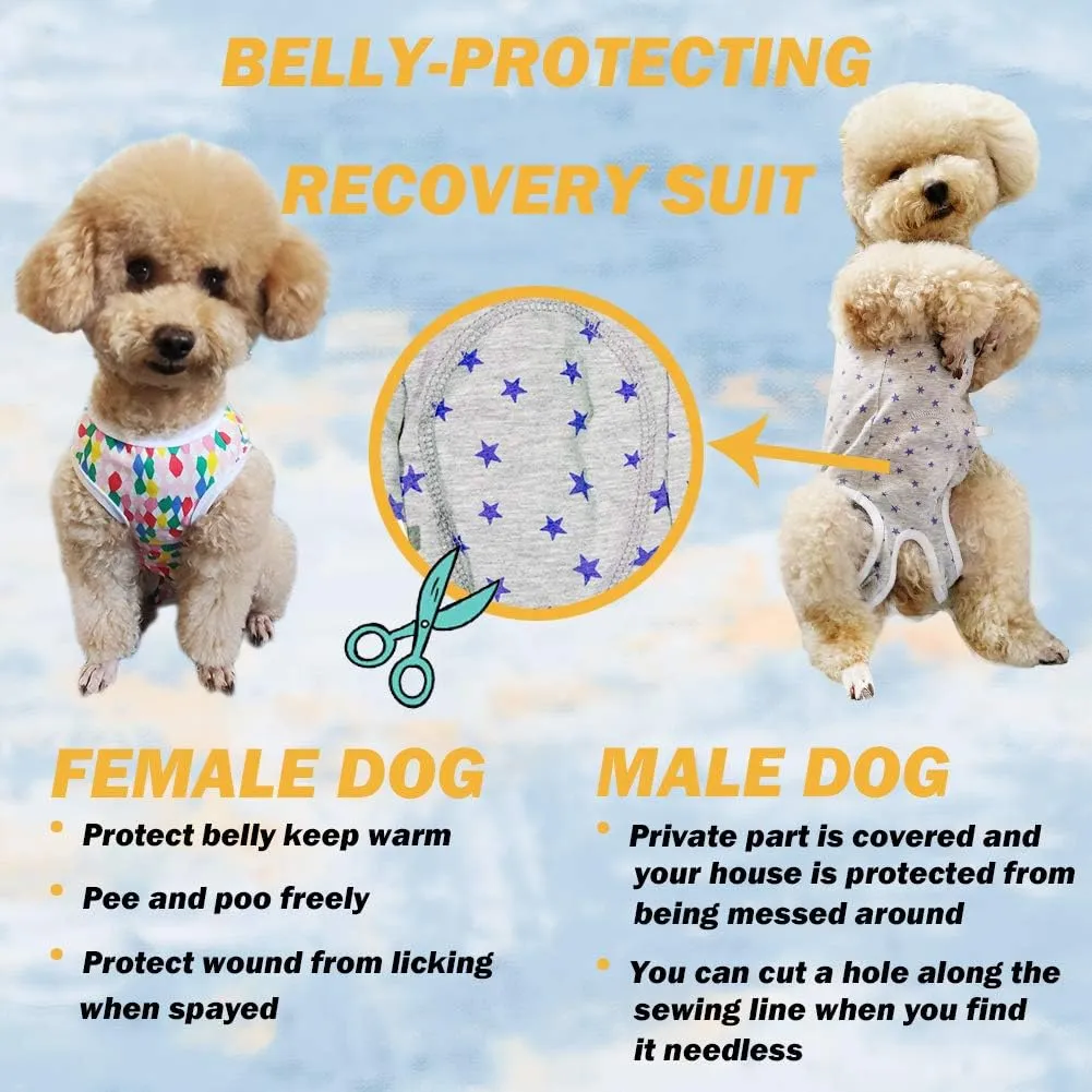 Dogs Recovery Suit Post Surgery Shirt for Puppy, Wound Protective Clothes for Little Animals(Blue White Plaid-s)