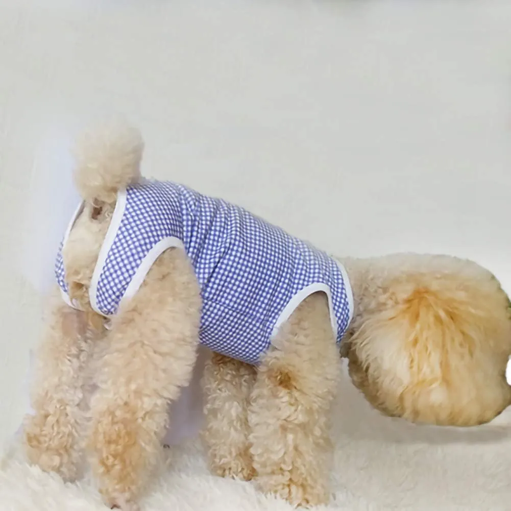 Dogs Recovery Suit Post Surgery Shirt for Puppy, Wound Protective Clothes for Little Animals(Blue White Plaid-s)