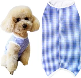Dogs Recovery Suit Post Surgery Shirt for Puppy, Wound Protective Clothes for Little Animals(Blue White Plaid-s)