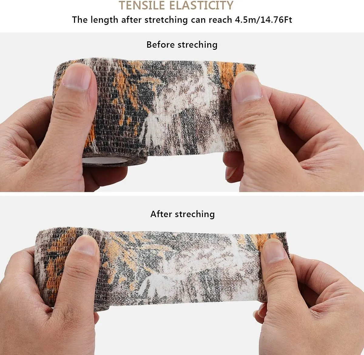 EAmber Camo Wrap Tapes Camouflage Form Wrap 1.96'' x 177'' Military Army Hunting Self-Adhesive Protective Bandage for Flashlights,Bicycle