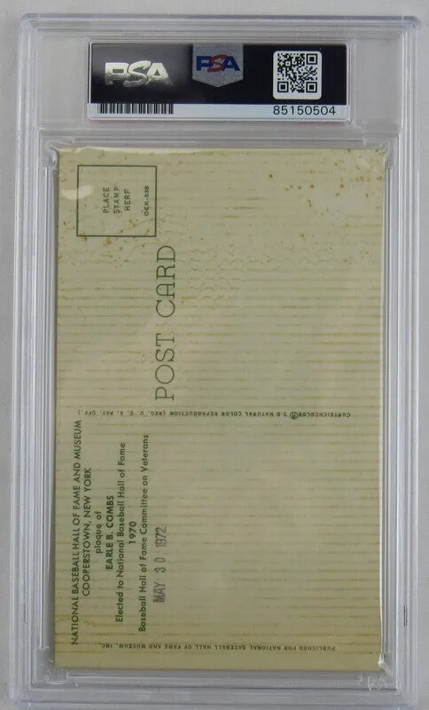 Earle Combs Signed HOF Plaque PSA/DNA Encapsulated