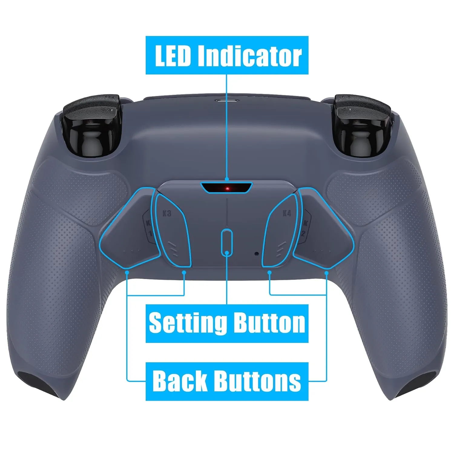 eXtremeRate Sterling Silver Rubberized Grip Programable RISE4 V3 Remap Kit for PS5 Controller - BDM-030 040 050, Upgrade Board Redesigned Bottom Shell 4 Back Buttons