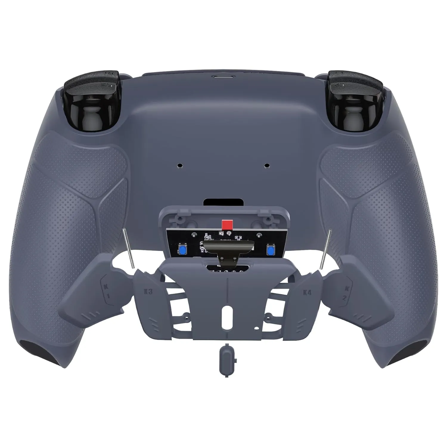 eXtremeRate Sterling Silver Rubberized Grip Programable RISE4 V3 Remap Kit for PS5 Controller - BDM-030 040 050, Upgrade Board Redesigned Bottom Shell 4 Back Buttons