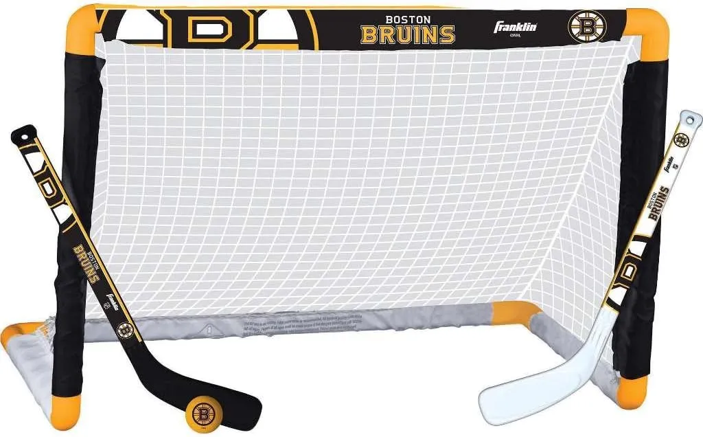 Franklin Sports NHL Mini Hockey Set - Kids Indoor Knee Hockey Goal, Ball,   2 Stick Combo - Youth Team Indoor Toy Set - Official - Ages 3 