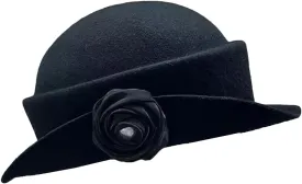 French Australian Wool Felt Hat Flower Hat Women Elegant Banquet Top Hat