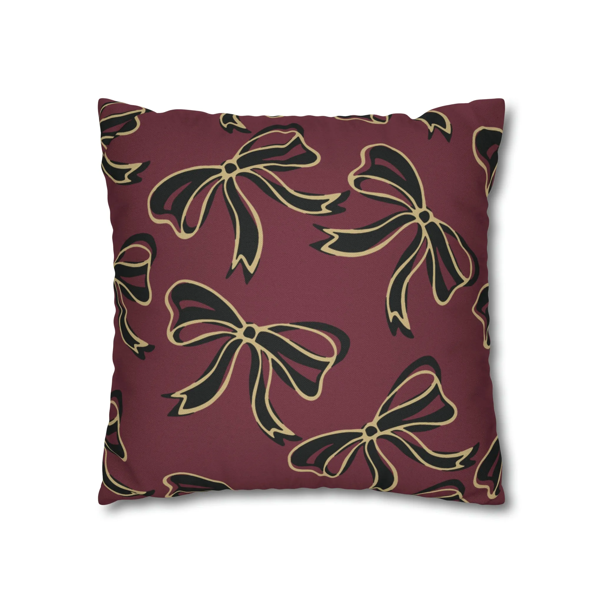 FSU Burgandy Pillow w Bows in Black and Gold