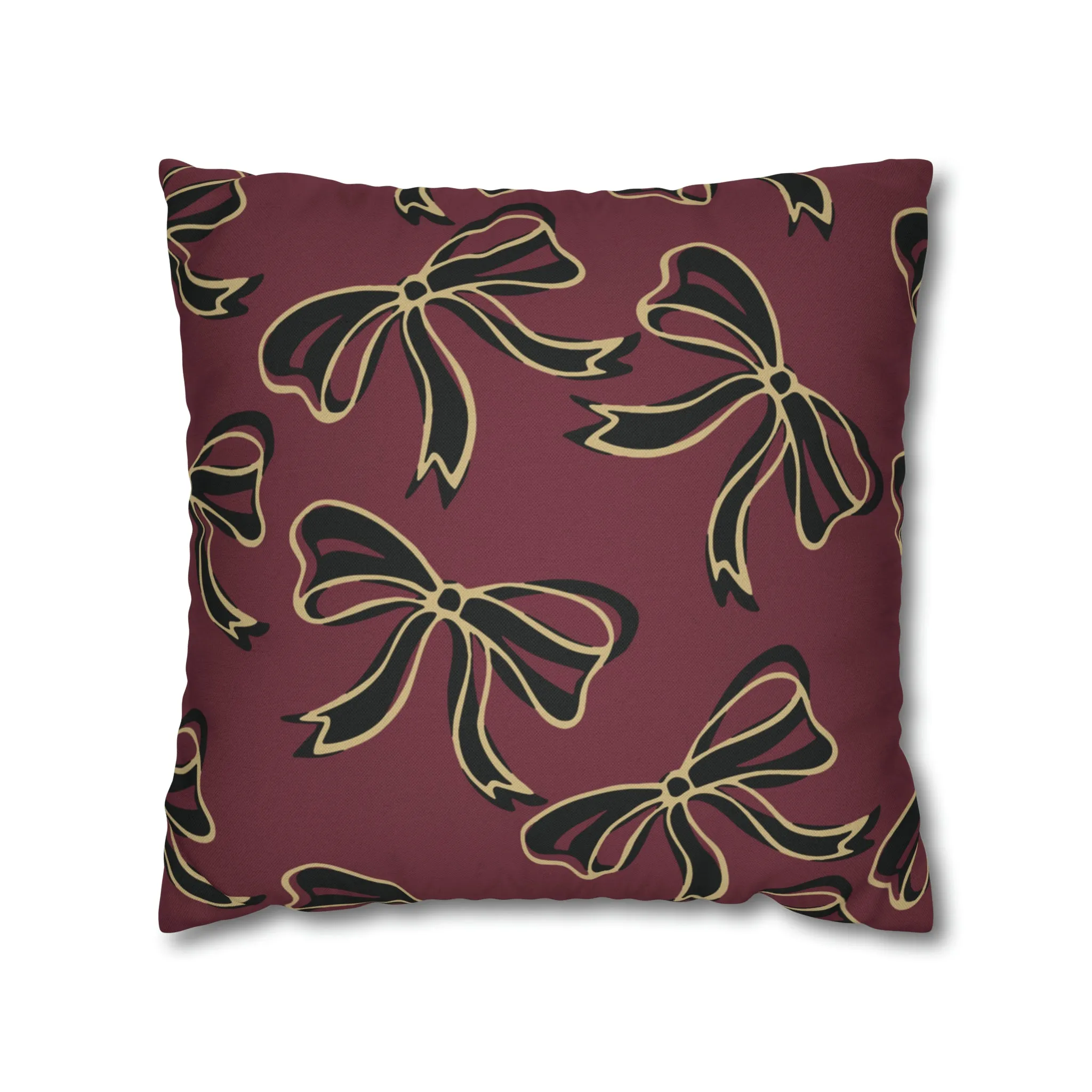 FSU Burgandy Pillow w Bows in Black and Gold