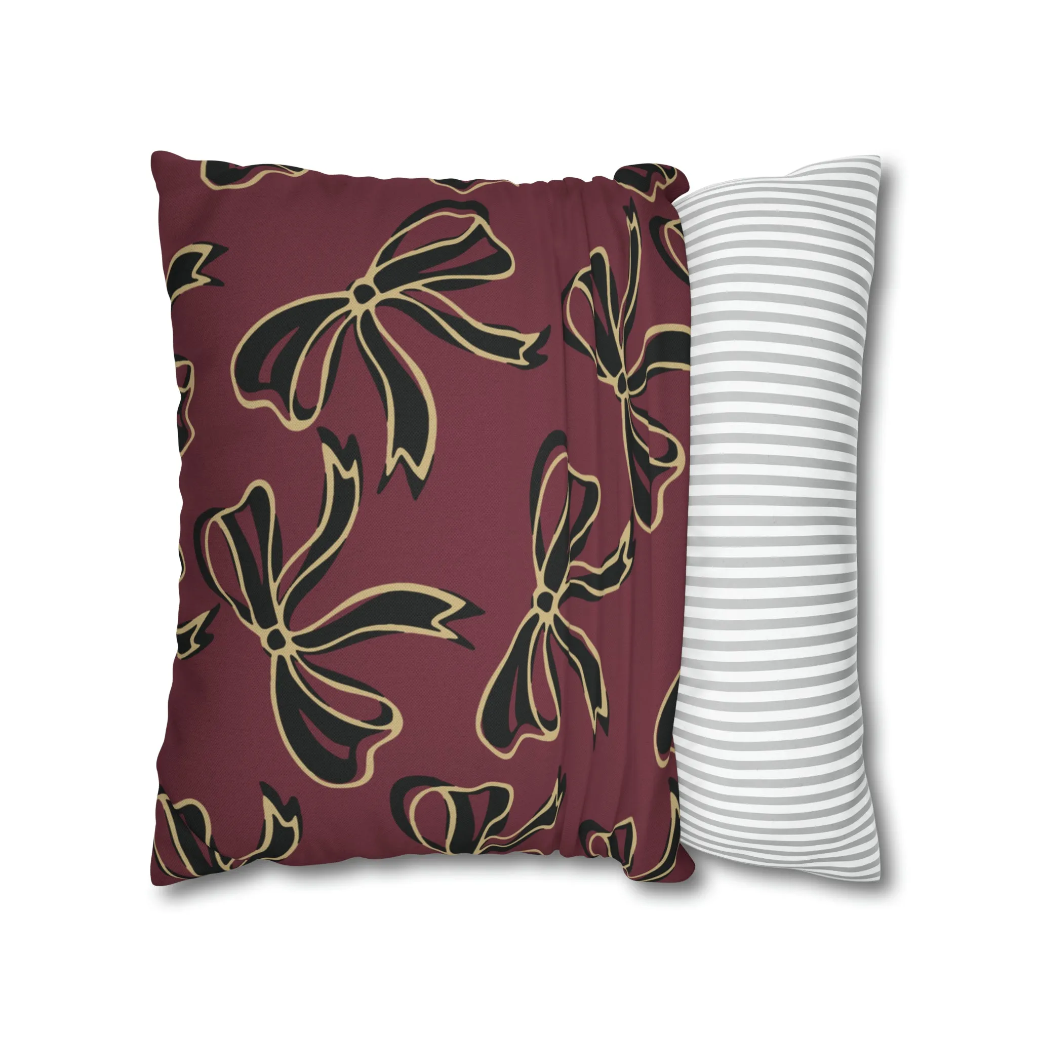 FSU Burgandy Pillow w Bows in Black and Gold