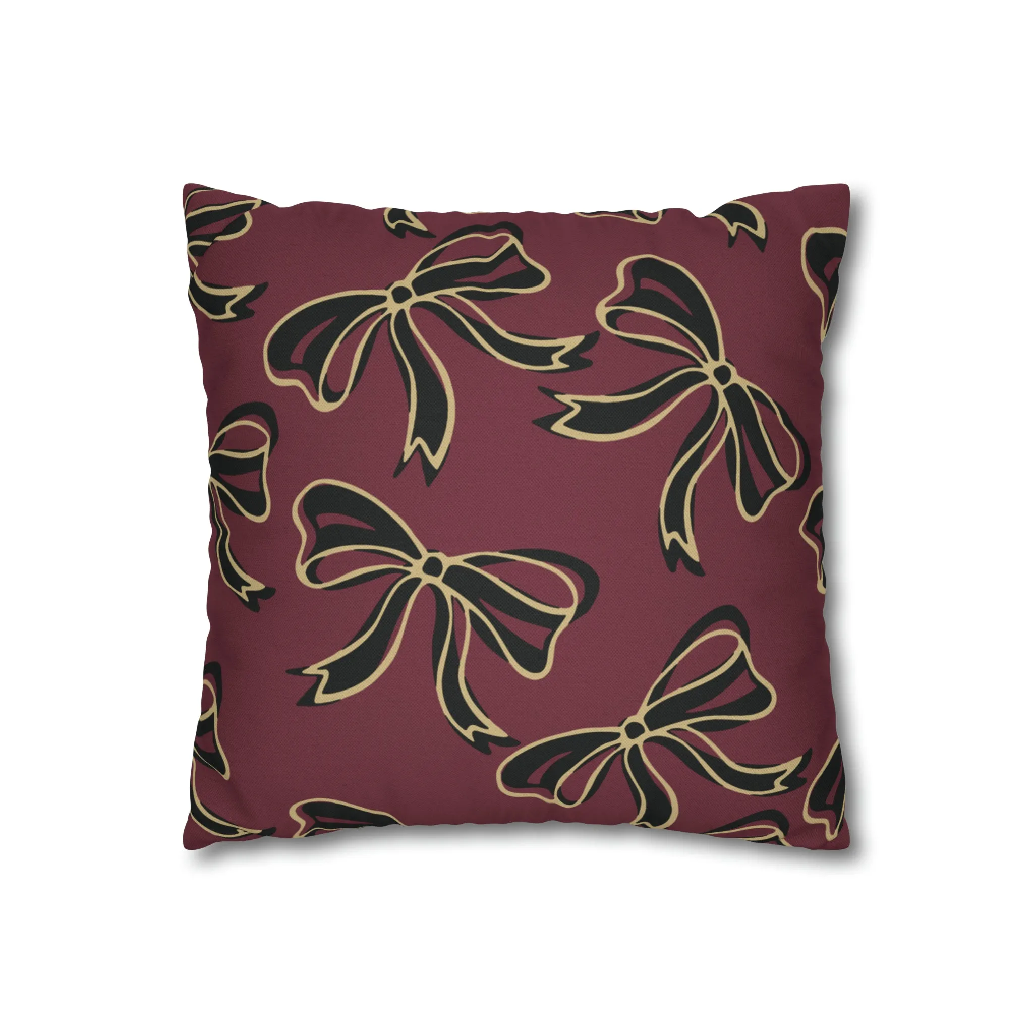 FSU Burgandy Pillow w Bows in Black and Gold