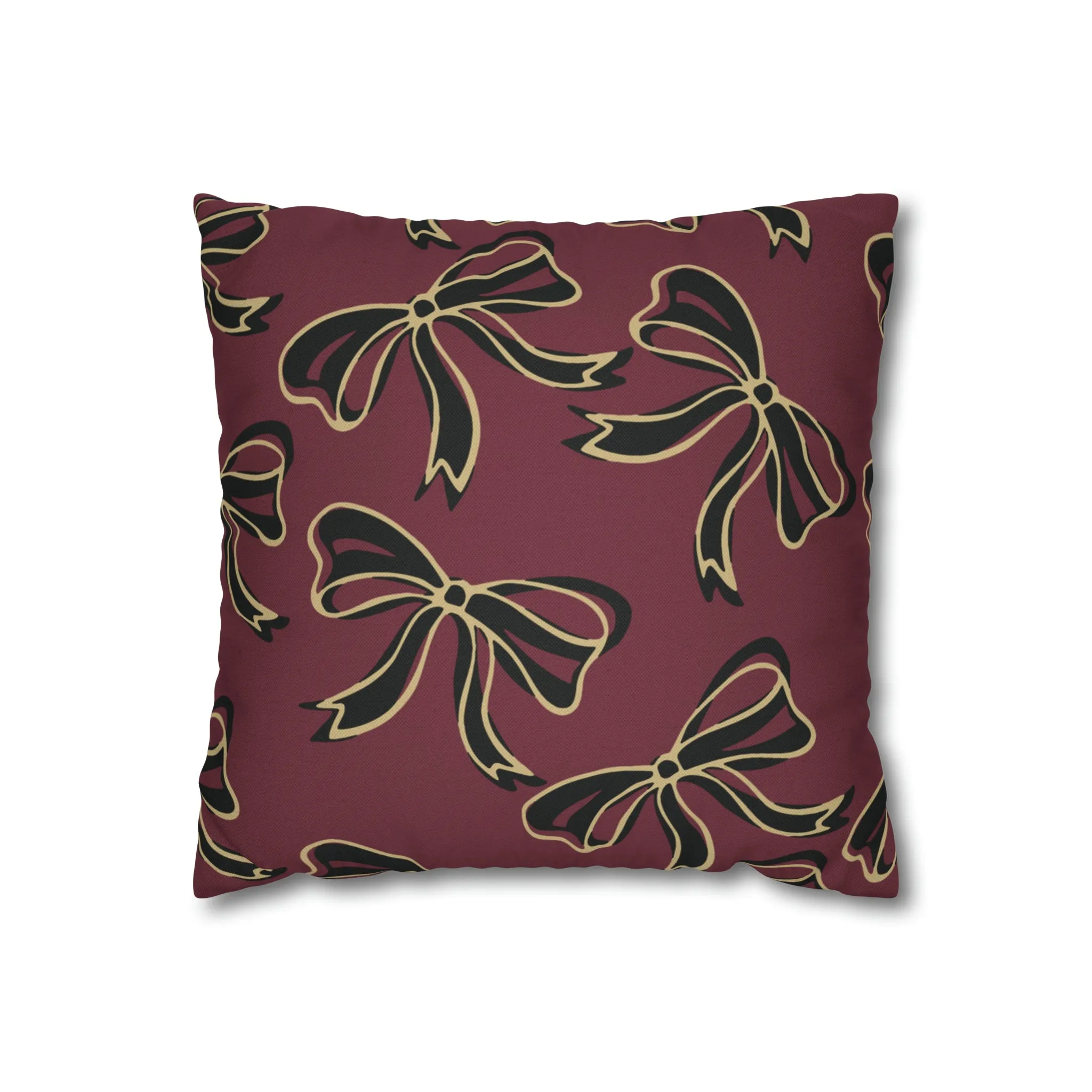 FSU Burgandy Pillow w Bows in Black and Gold
