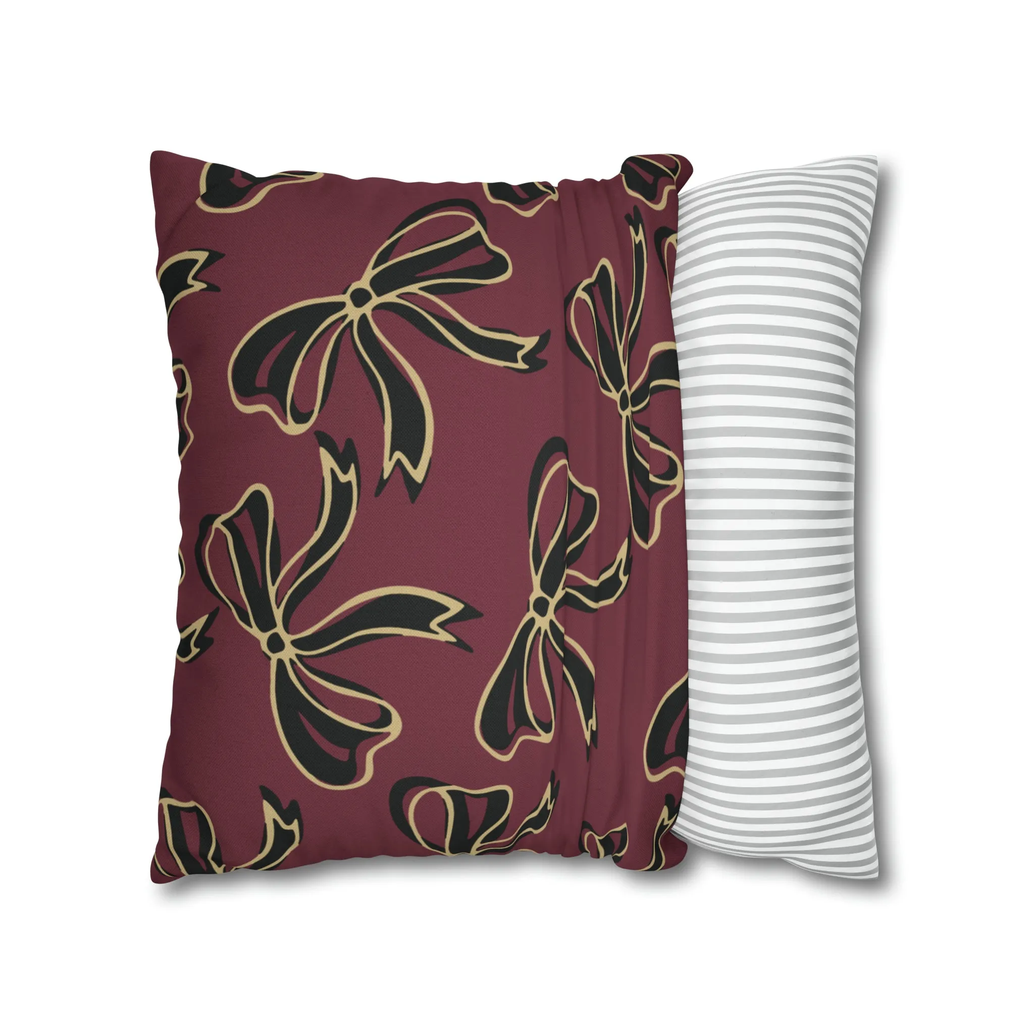 FSU Burgandy Pillow w Bows in Black and Gold