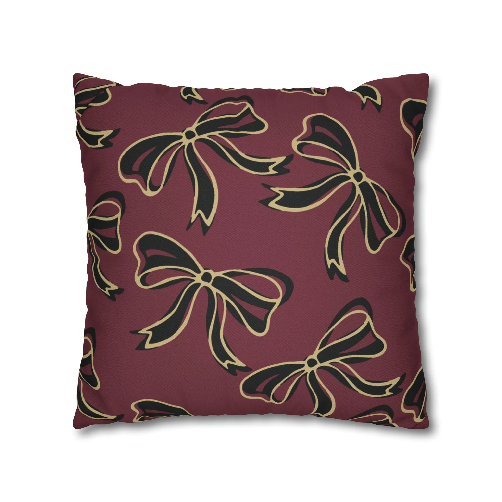 FSU Burgandy Pillow w Bows in Black and Gold