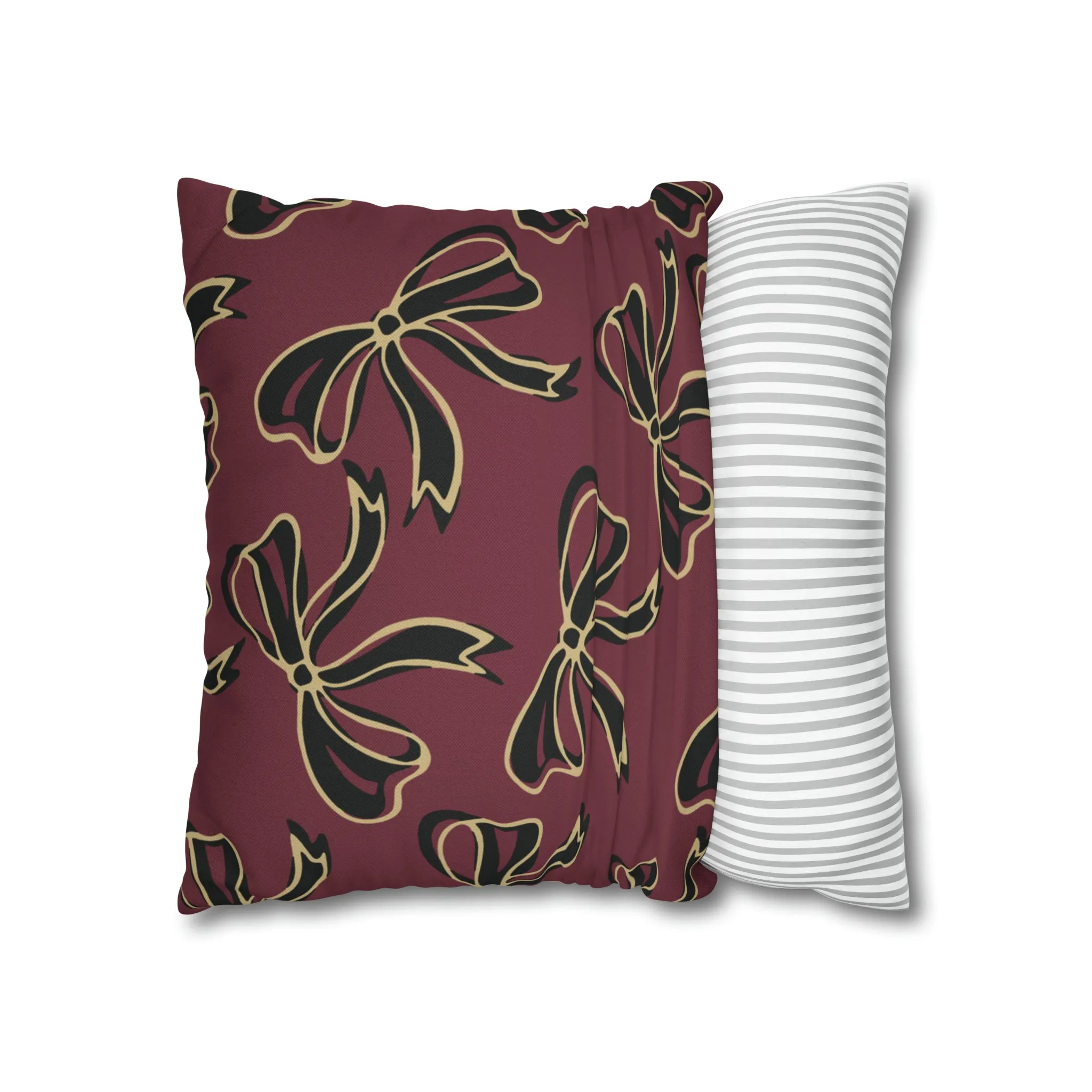 FSU Burgandy Pillow w Bows in Black and Gold