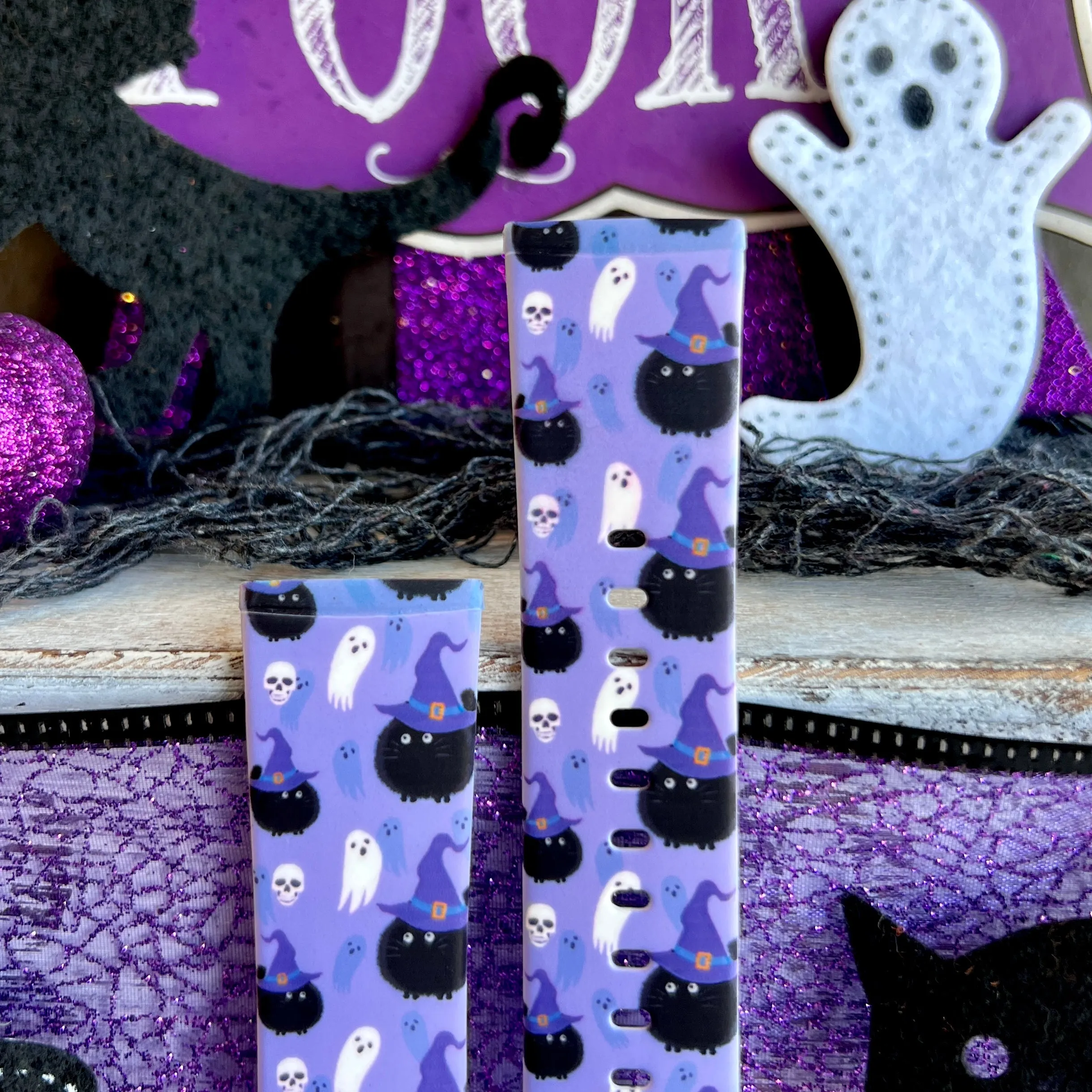Ghostly Whisker's Print Silicone Band For Fitbit Versa 3/4/Sense