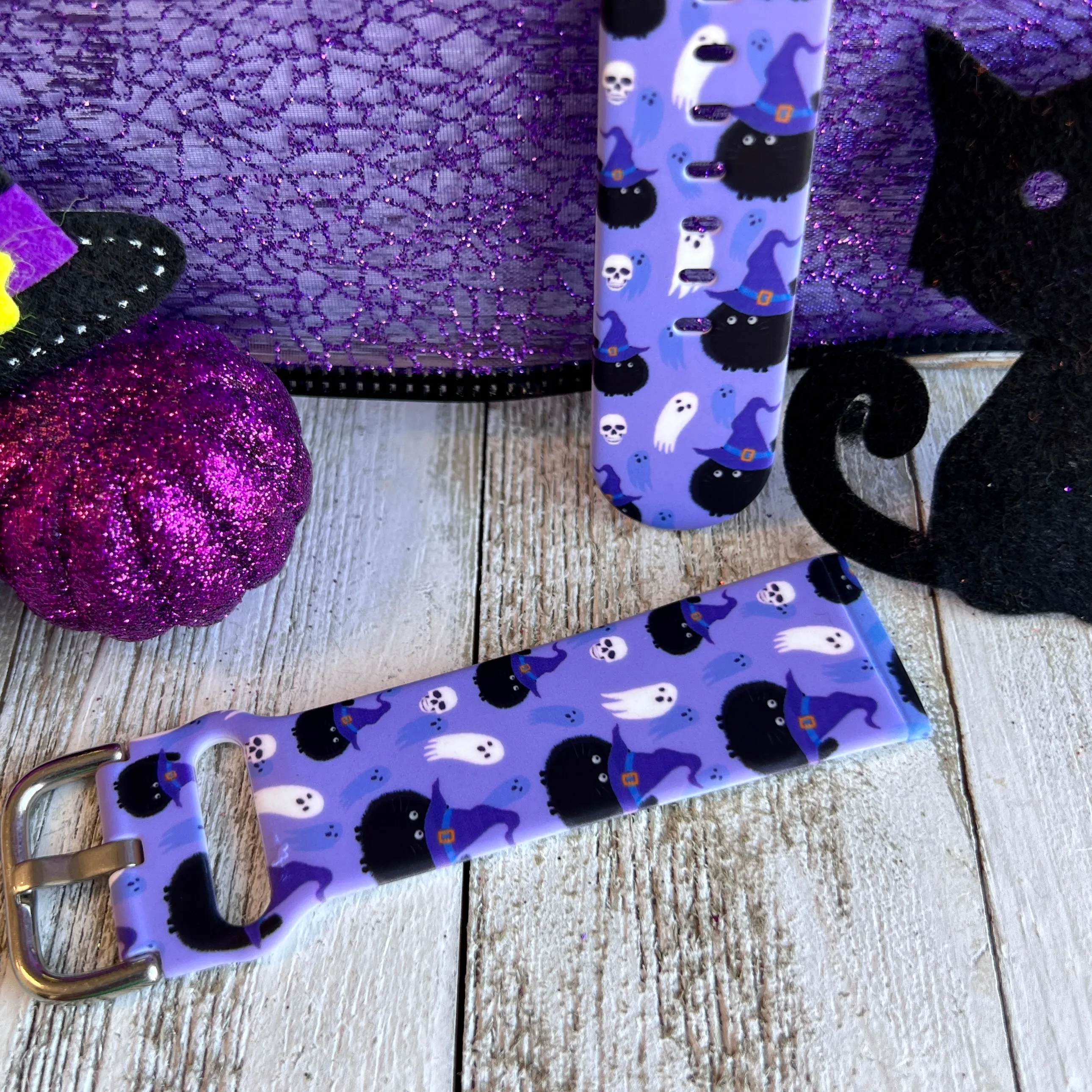 Ghostly Whisker's Print Silicone Band For Fitbit Versa 3/4/Sense